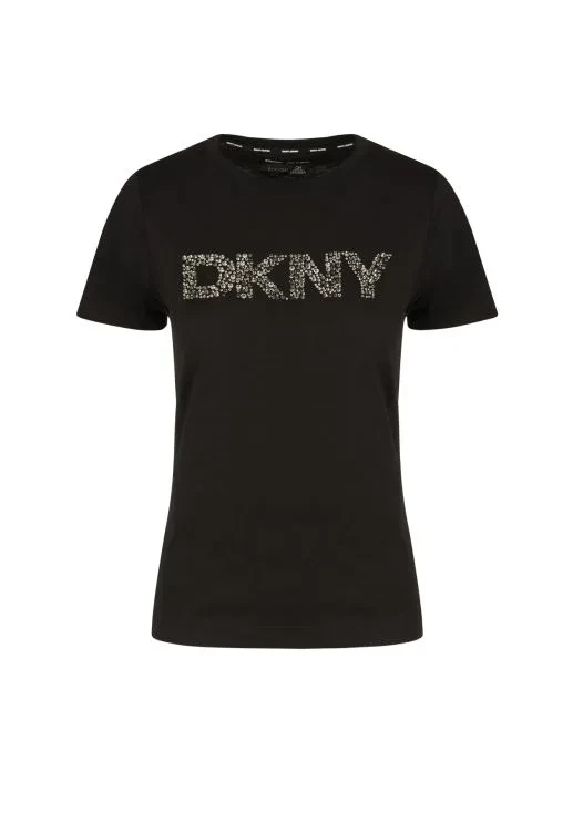 T-SHIRT ΜΑΥΡΟ DKNY ΜΕ ΣΤΡΑΣ
